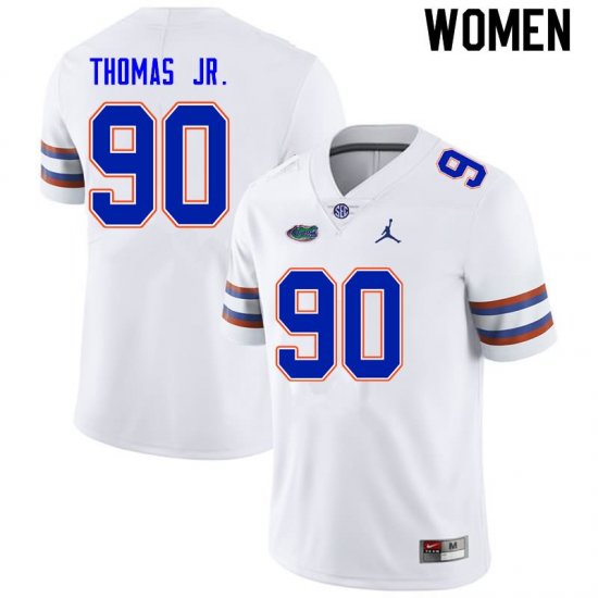 Women's Florida Gators #90 Chris Thomas Jr. NCAA Nike White Authentic Stitched College Football Jersey GTV7862PD